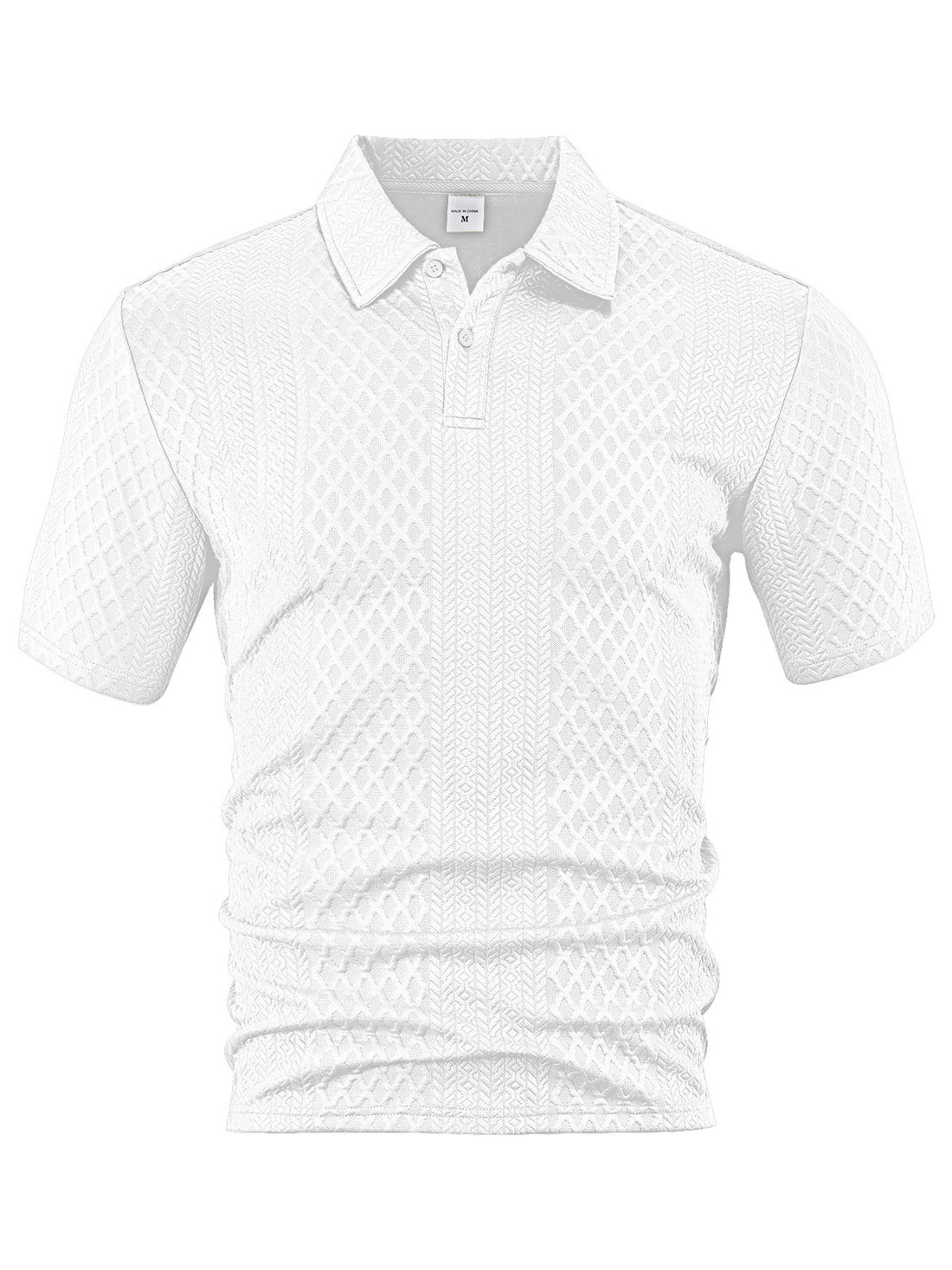 Herren texturiertes Jacquard-Poloshirt kurzärmelig schmaler Schnitt mit Polokragen – Cavello