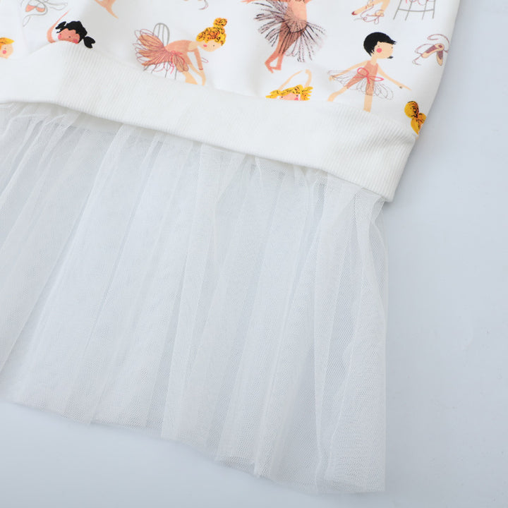 Mädchen Sweatshirt-Kleid mit verspieltem Ballettmotiv und Tüllrock Echo Archiv