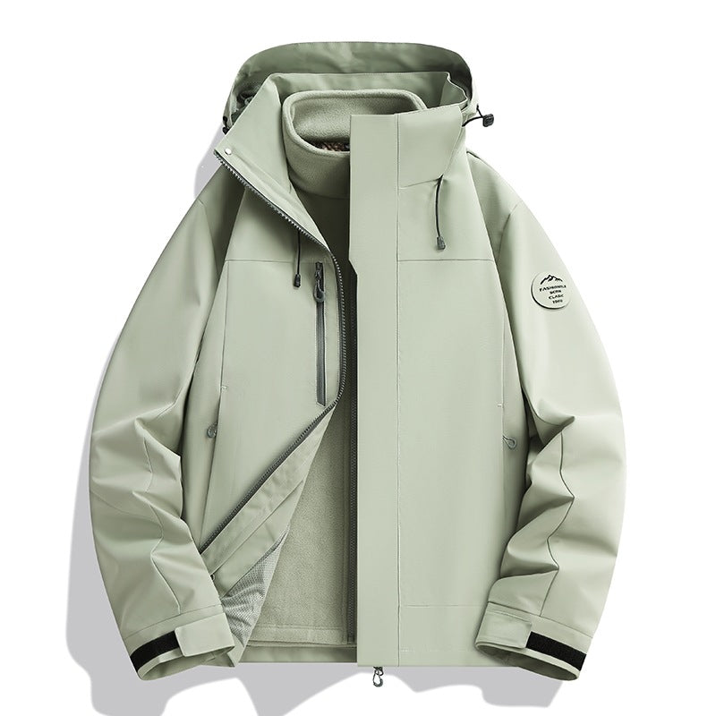 Herren Wetterfeste Softshelljacke mit Fleece‑Innenfutter, verstellbarer Kapuze & Reißverschluss‑Brusttasche Echoarchiv