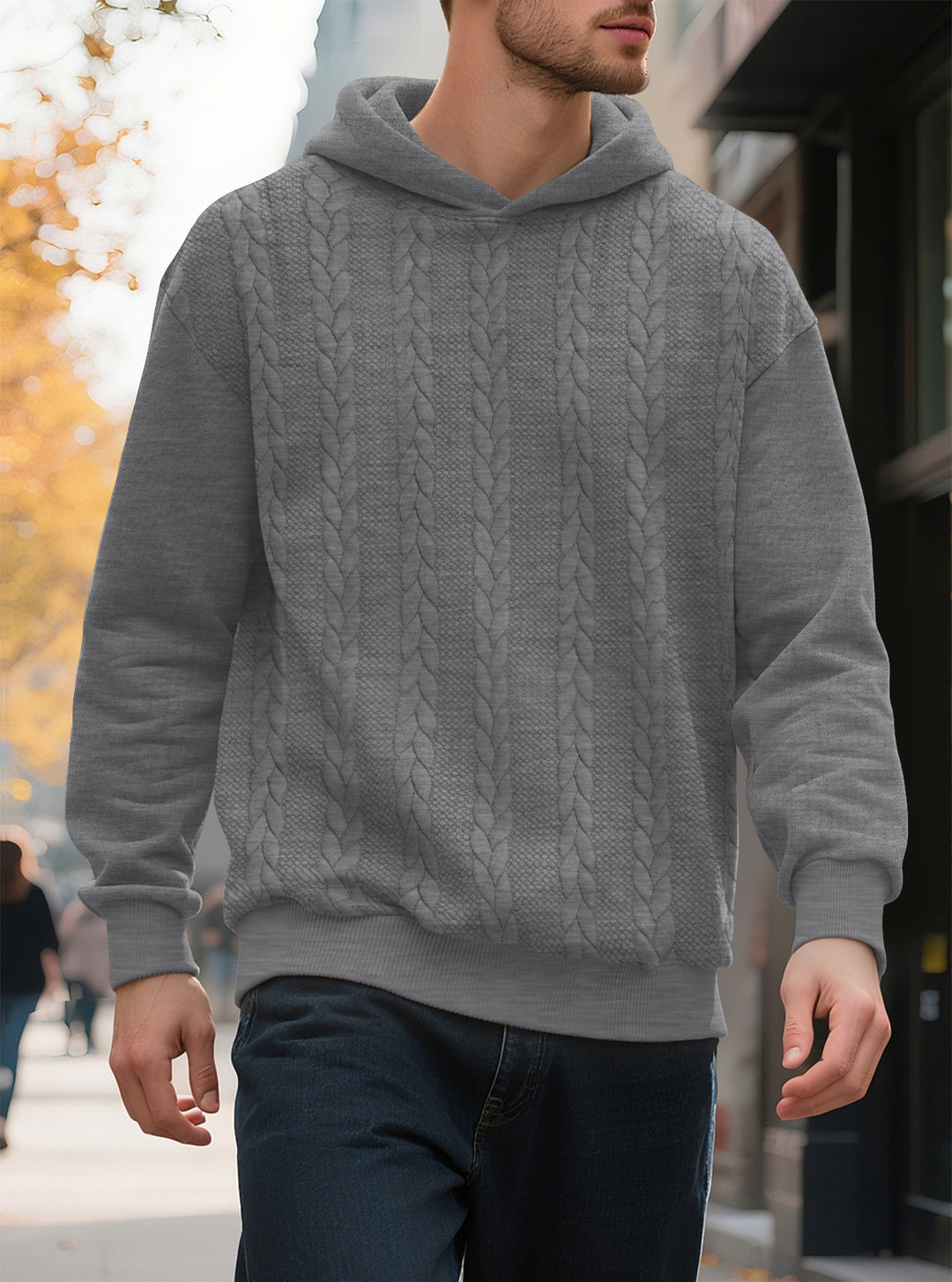 Herren Kapuzensweater mit innovativer Strickstruktur Echoarchiv