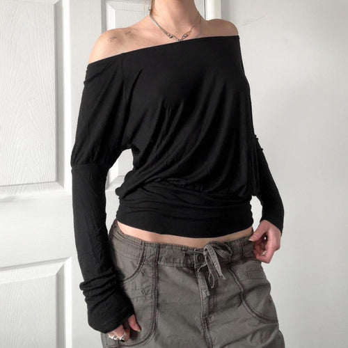 Damen nan schulterfreies Langarmshirt mit tailliertem Komfortbund, gerafften Schultern und figurbetonter Passform Echo Archiv