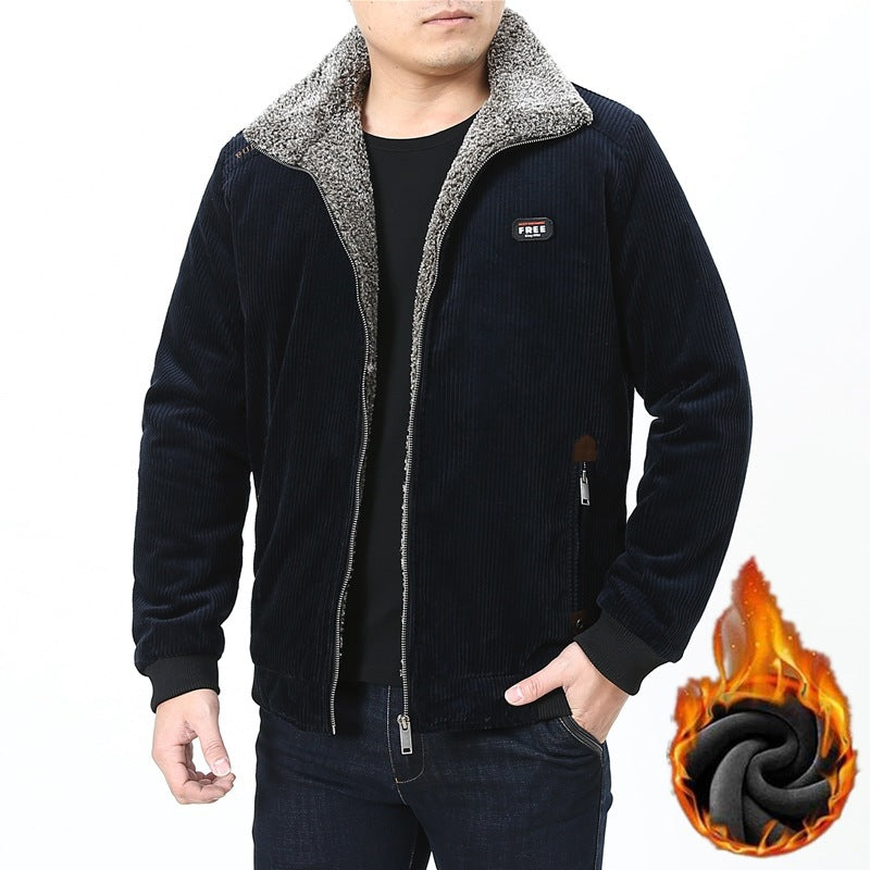 Herren Cord‑Fieldjacke mit kuscheliger Teddyfleece‑Innenlage und Stehkragen Echoarchiv
