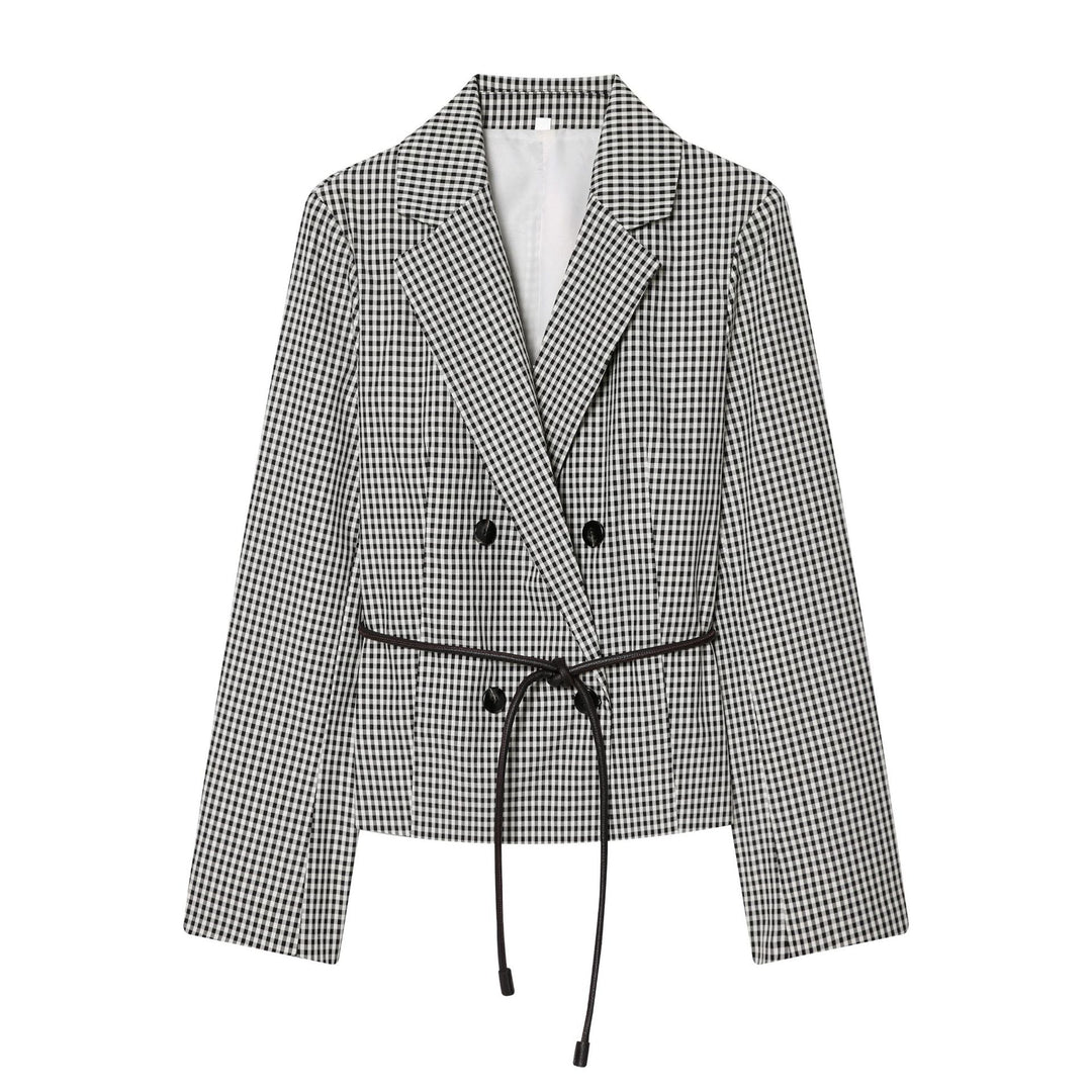 Damen nan taillierter Doppelreiher-Blazer mit Tunnelzug und Kordelbindegürtel Echo Archiv