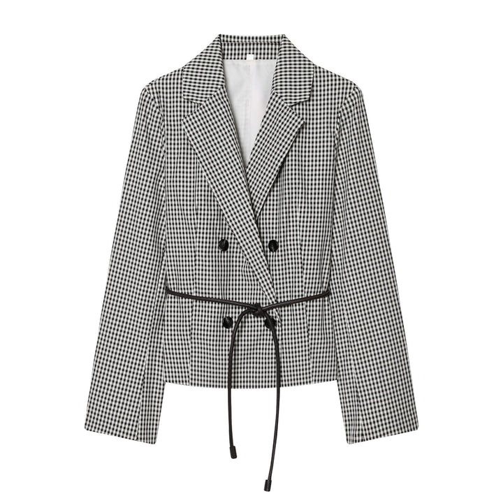 Damen nan taillierter Doppelreiher-Blazer mit Tunnelzug und Kordelbindegürtel Echo Archiv