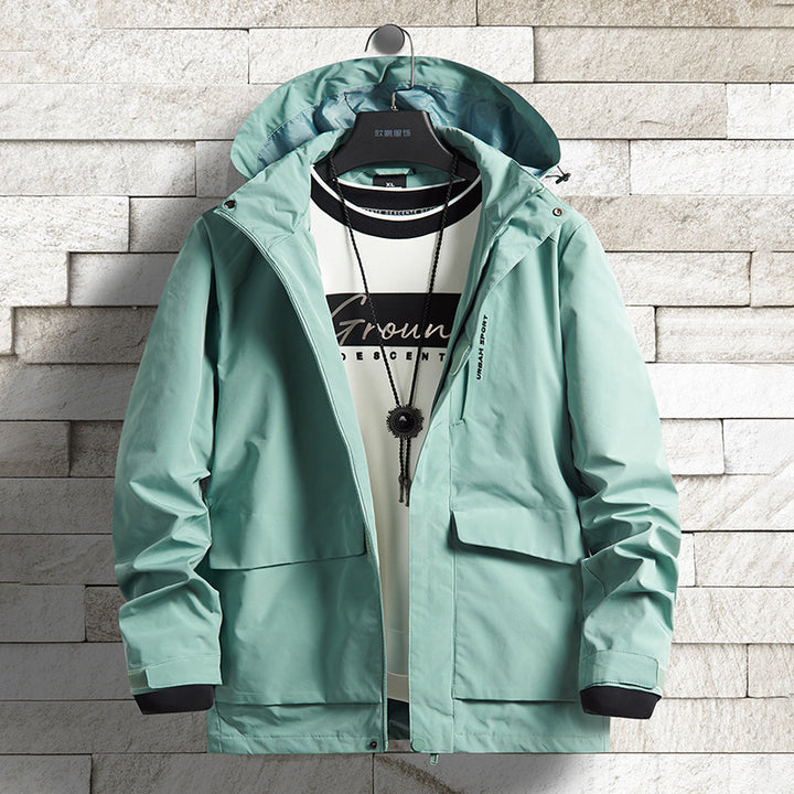 Herren wasserdichte Stadt-Outdoorjacke mit Kapuze, verdecktem Reißverschluss und Cargo-Taschen Echo Archiv