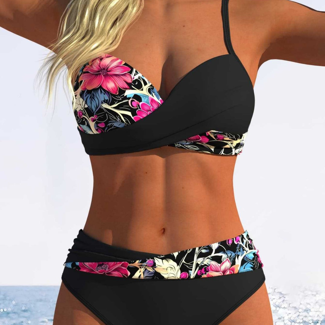 Damen Bikini-Set mit floralem Wickelmuster und bequemen High-Waist-Höschen Echo Archiv