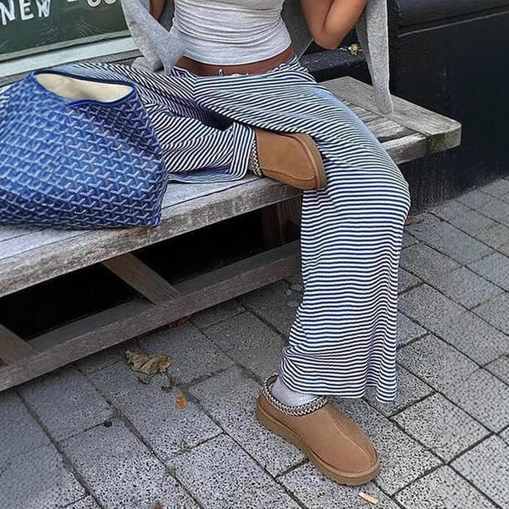 Damen Lässige Lounge-Hosen mit elastischem Bund und feinem Streifenmuster Echo Archiv