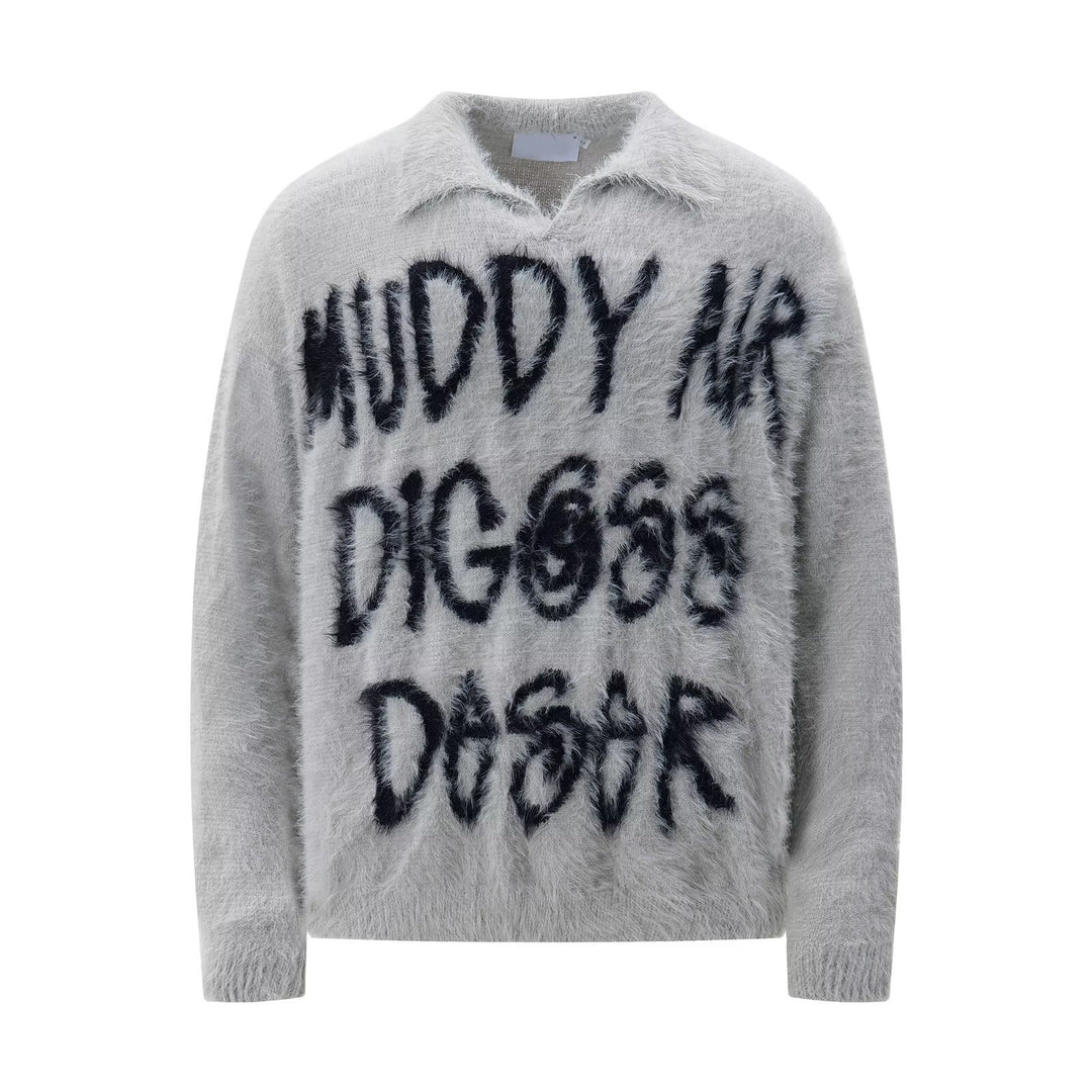 Damen Modischer Pullover mit einzigartigem Schriftzug Echoarchiv