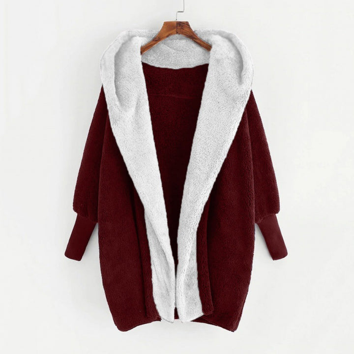Damen Oversized Kunstfell-Kapuzenmantel mit kontrastierender Teddy-Innenseite und Rippbündchen Echo Archiv