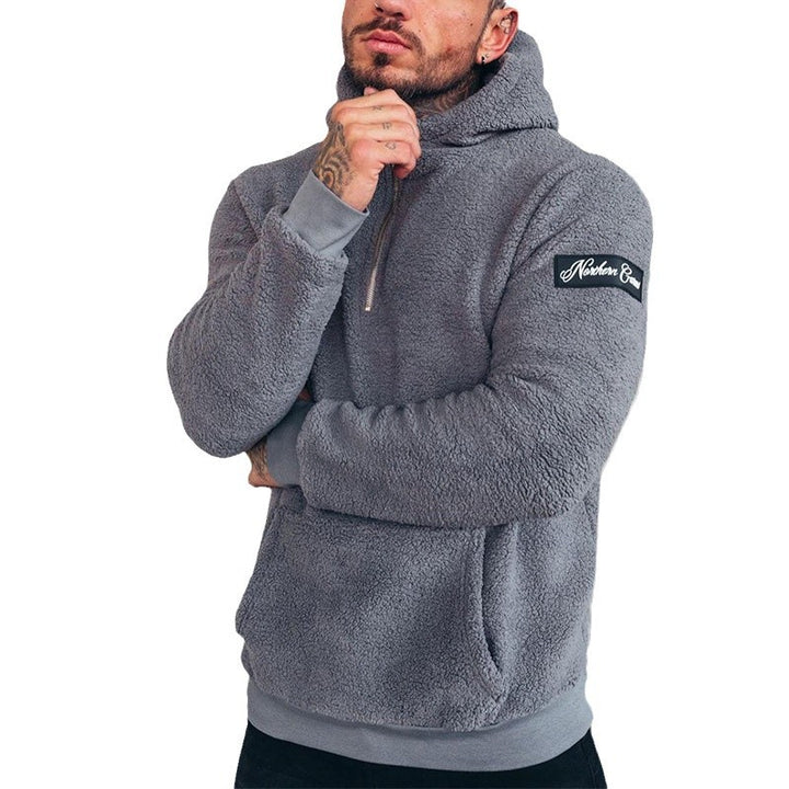 Herren nan sportiver Teddyfleece-Hoodie mit schmaler Passform und Kängurutasche Echo Archiv
