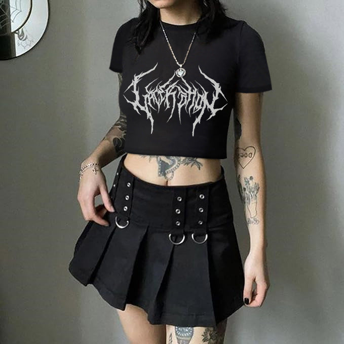 Damen Crop-T-Shirt mit fruchtigem Kirschdesign und lockerem Schnitt Echo Archiv