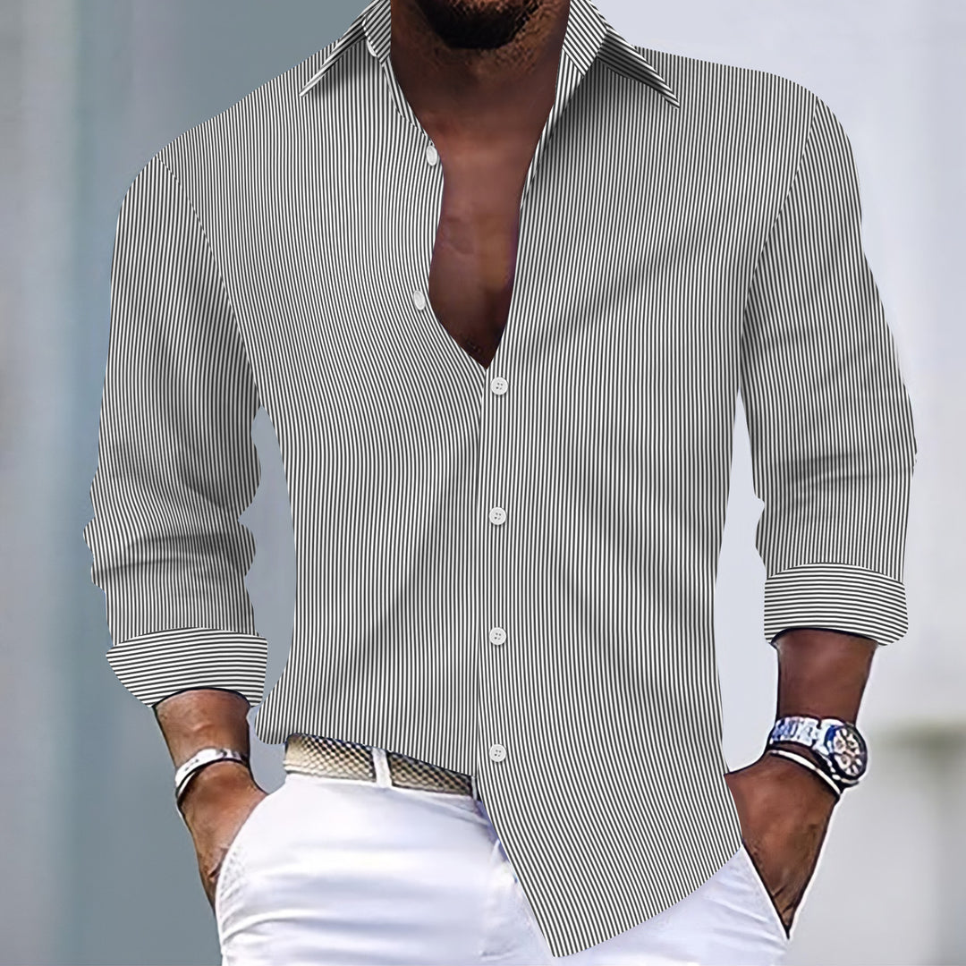 Herren elegantes Langarmhemd mit feinem Streifenmuster und modernem Schnitt Echoarchiv
