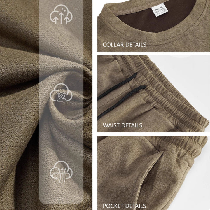 Herren nan Samtvelours Lounge-Set mit Rundhals-Kurzarmshirt und Kordelshorts Echo Archiv