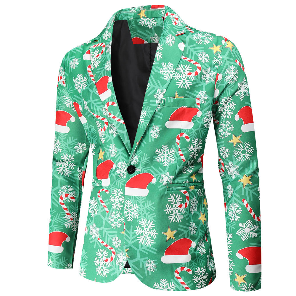 Herren Festlicher Blazer mit weihnachtlichem Motiv und modernem Schnitt Echoarchiv