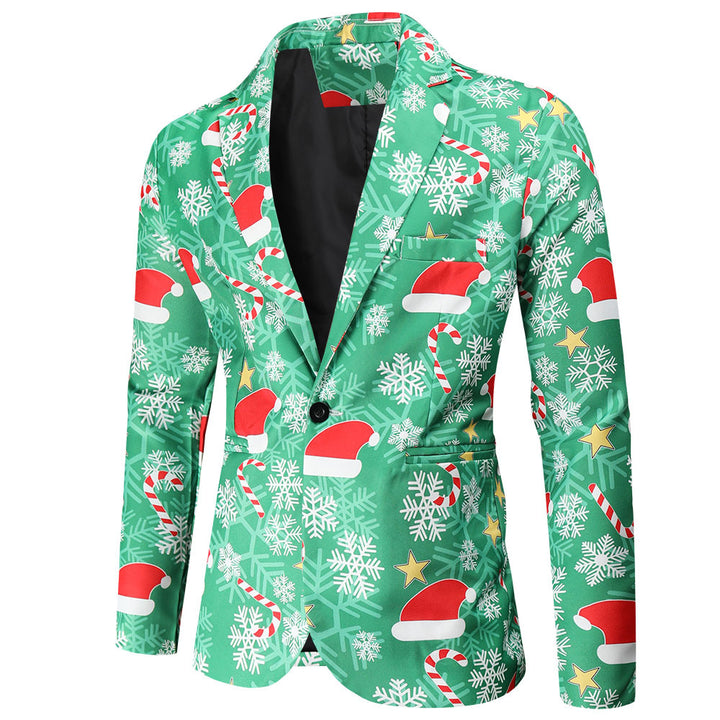 Herren Festlicher Blazer mit weihnachtlichem Motiv und modernem Schnitt Echoarchiv