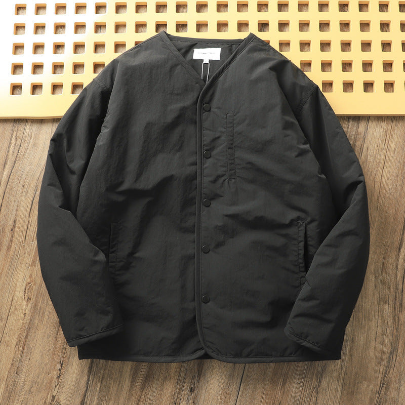 Herren Leicht wattierte Thermo-Linerjacke mit Druckknopfverschluss und gerundetem Saum Echoarchiv