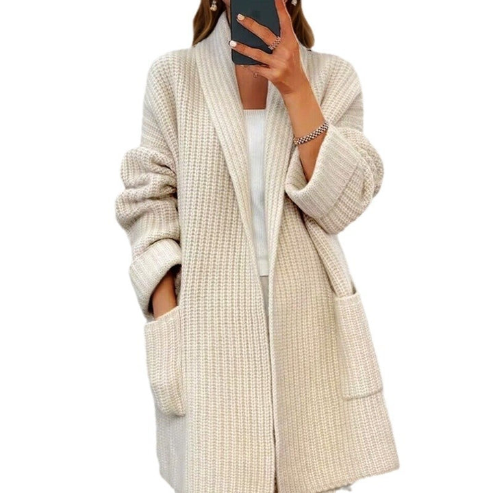 Damen nan langer übergroßer Strickmantel mit Schalkragen und aufgesetzten Taschen Echo Archiv