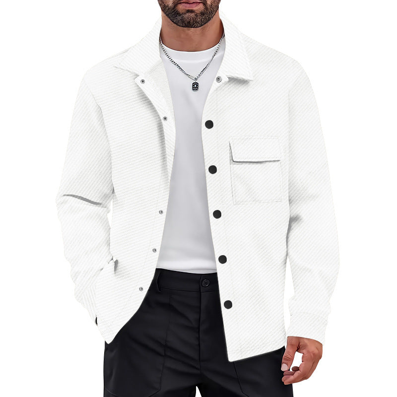 Herren lässige Button-Down-Hemdjacke mit Brusttasche und strukturiertem Design Echoarchiv