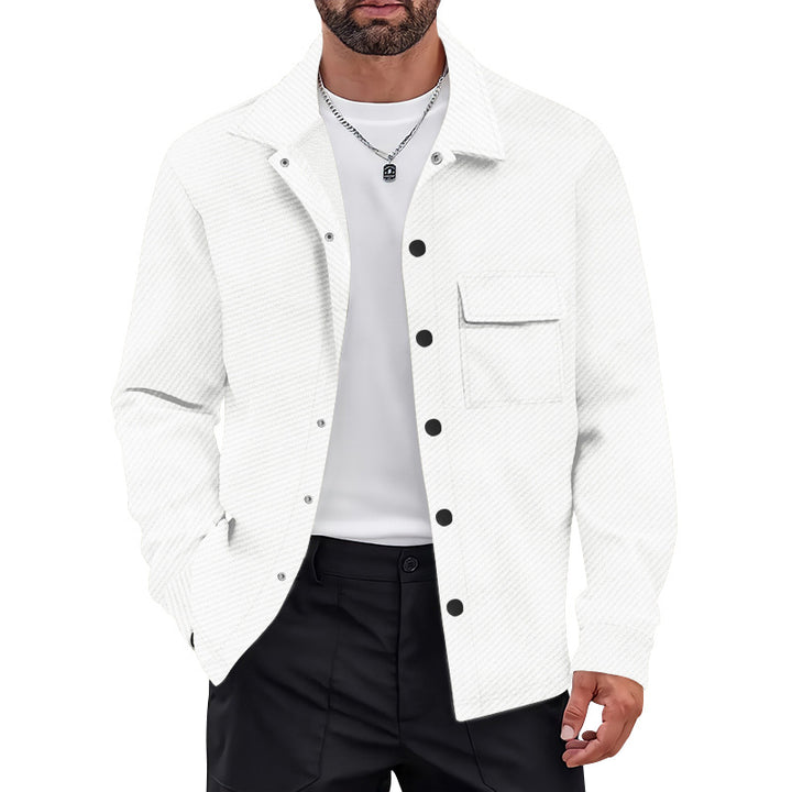 Herren lässige Button-Down-Hemdjacke mit Brusttasche und strukturiertem Design Echoarchiv