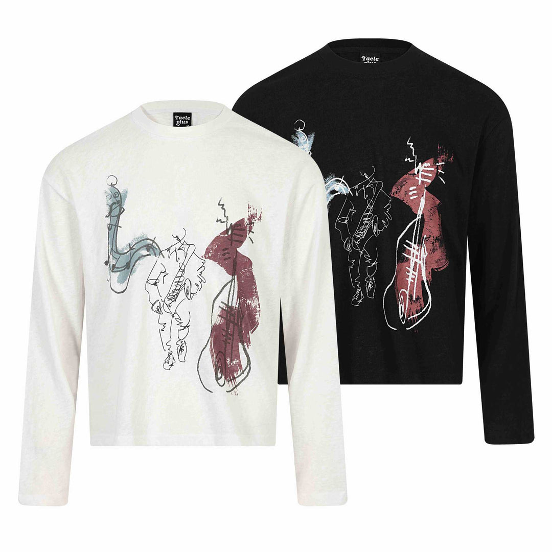 Unisex Langärmeliges Printshirt aus leichter Baumwollmischung Echoarchiv