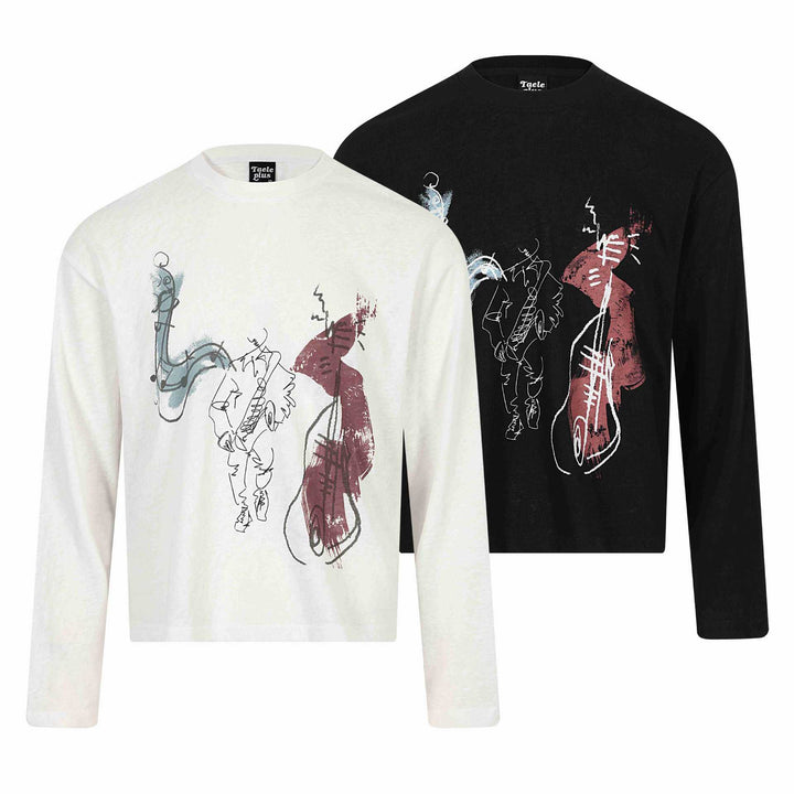 Unisex Langärmeliges Printshirt aus leichter Baumwollmischung Echoarchiv