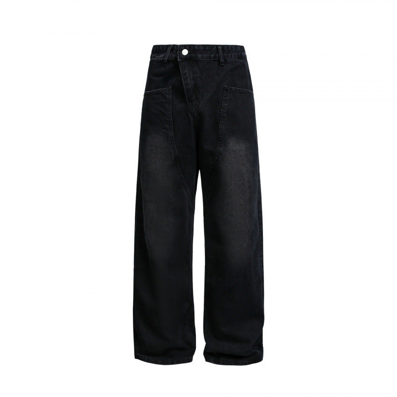 Damen Weite High-Waist Denim-Hose mit geschwungenen Vordertaschen Echo Archiv