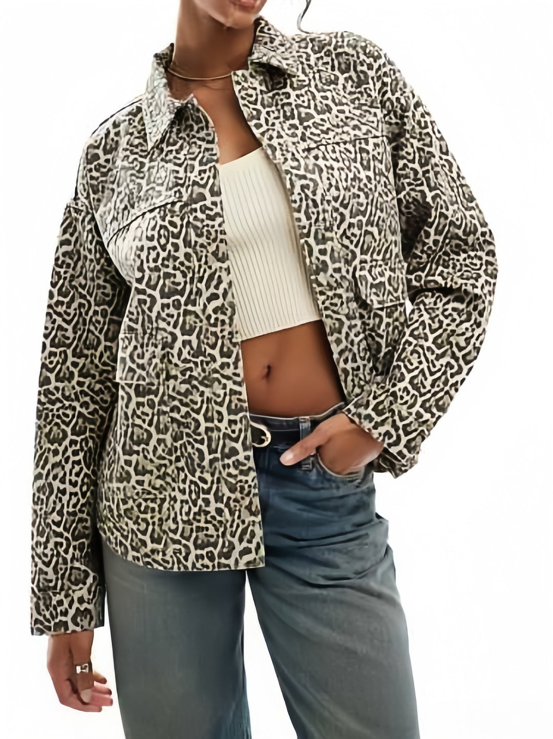 Damen Modische Jacke mit Leopardenmuster