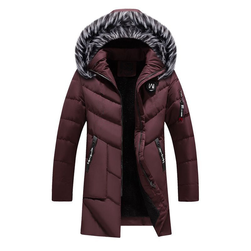Herren Langer gesteppter Winterparka mit Teddyfutter und Kapuze Echoarchiv