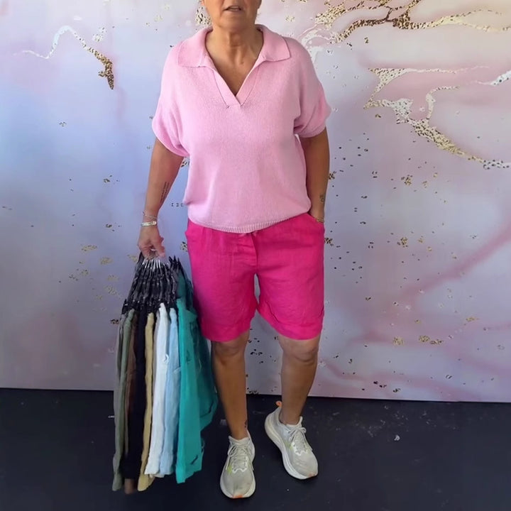 Damen nan Leinenmix-Relaxshorts mit elastischem Komfortbund und Eingrifftaschen Echo Archiv
