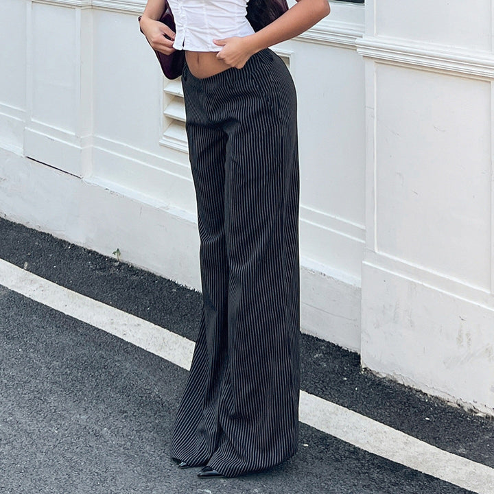Damen elegante Schlaghose mit vertikalen Streifen Echo Archiv