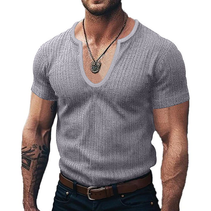 Herren kurzärmliges V-Ausschnitt Shirt Echoarchiv