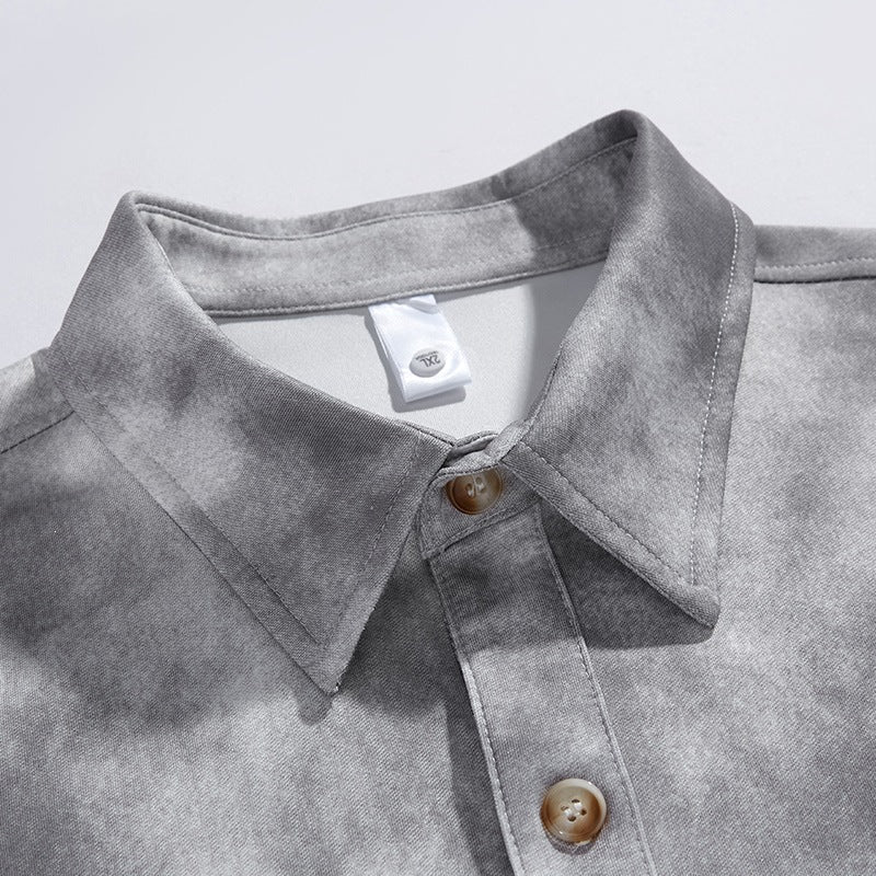 Herren Oversize-Hemdjacke im Washed‑Tie‑Dye‑Look mit Holzknopfleiste & legerer Silhouette Echoarchiv