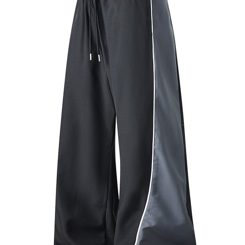 Herren Weite Trackhose mit Satin-Seiteneinsatz, Paspelierter Naht & Tunnelzugbund Echo Archiv
