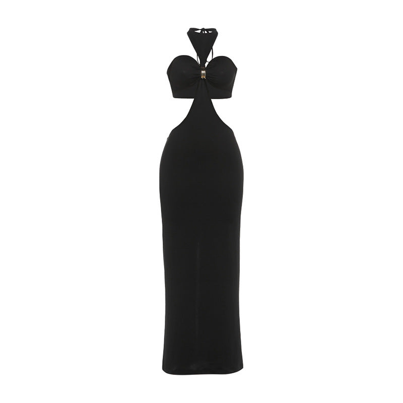Damen Elegantes Maxikleid mit tiefem Schlüssel-Ausschnitt und figurbetonendem Schnitt Echo Archiv