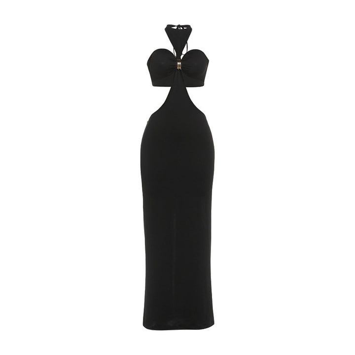 Damen Elegantes Maxikleid mit tiefem Schlüssel-Ausschnitt und figurbetonendem Schnitt Echo Archiv