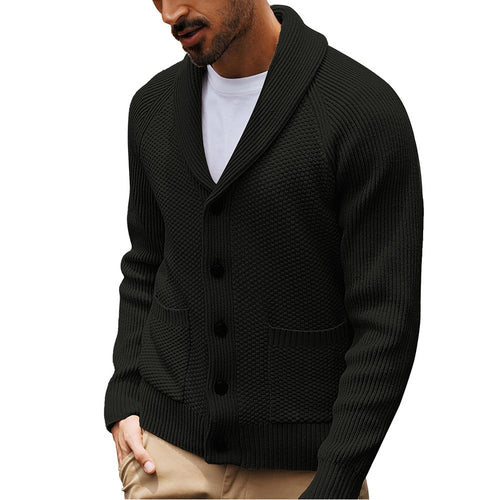 Herren Strickjacke mit strukturiertem Design und praktischem Schalkragen Echoarchiv
