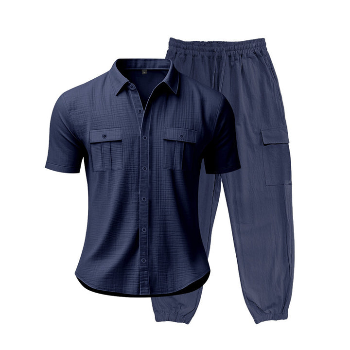 Herren lässiges Freizeit-Set mit seitlichen Taschen und praktischen Knopfdetails Echoarchiv