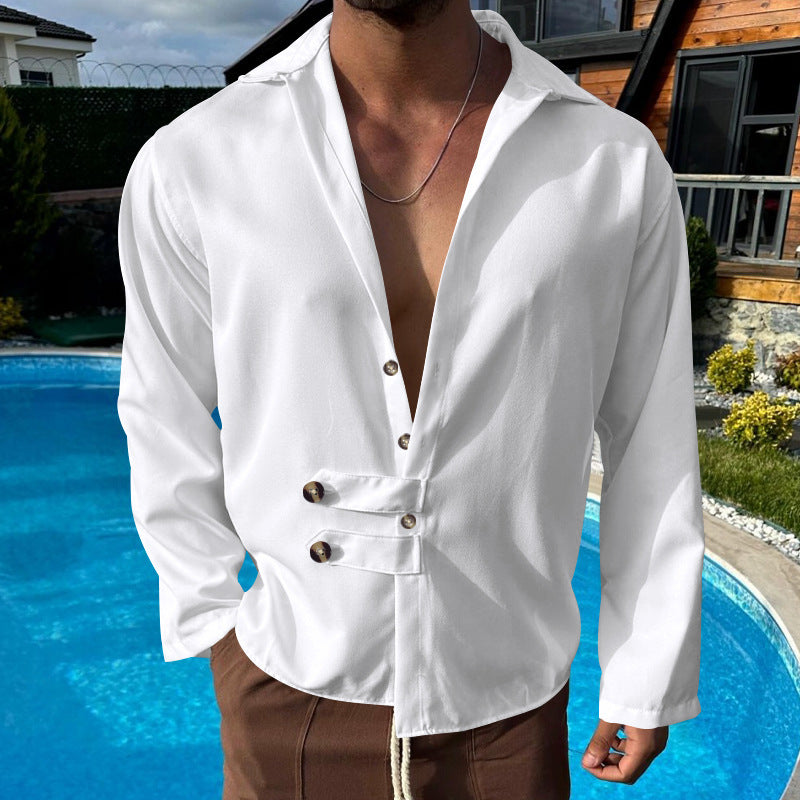 Herren elegantes Hemd mit modischem Knopfverschluss Echoarchiv