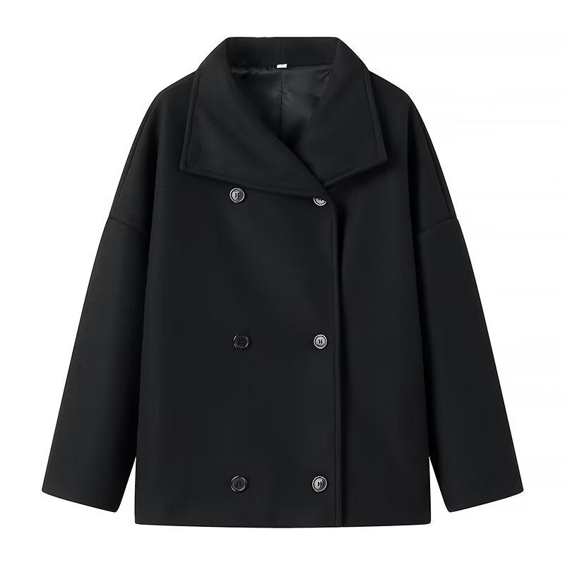Damen Kurzmantel im Oversize‑Cut mit Doppelreiher und weitem Umschlagkragen Echo Archiv