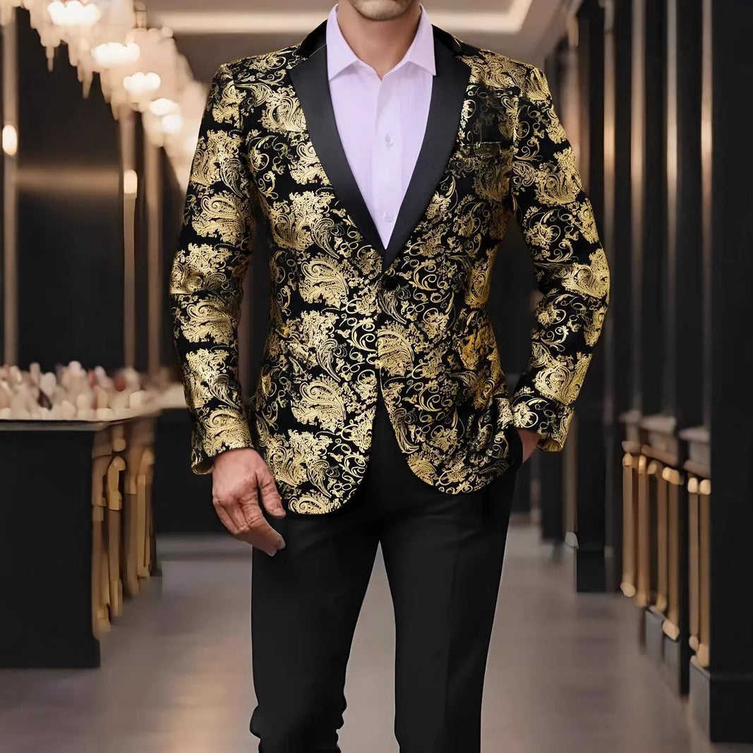 Herren extravagantes Paillettenblazer mit floralem Design Echoarchiv