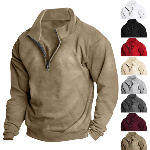 Herren nan hochschließendes Halbzip-Sweatshirt mit Stehkragen, relaxed Oversize und gerippten Bündchen Echo Archiv
