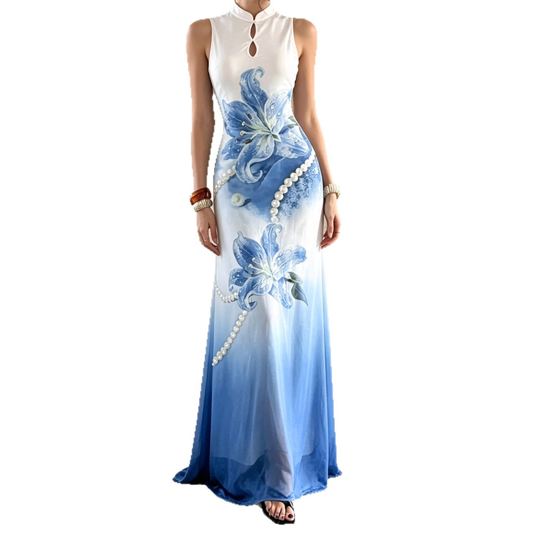 Damen Maxikleid mit floralem Druck und Perlenverzierungen Echo Archiv
