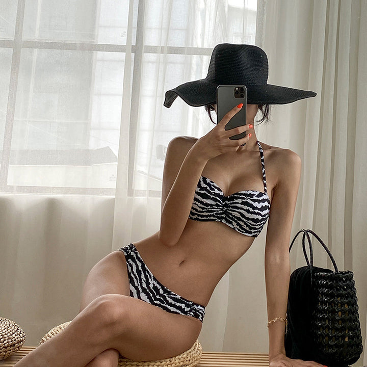 Damen Bikini-Set mit stilvollem Zebra-Print und gepolstertem Oberteil Echo Archiv