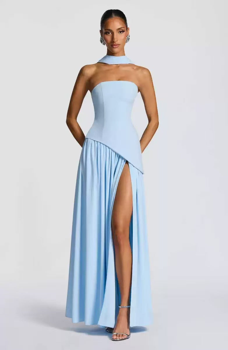 Damen Maxikleid mit figurbetontem Oberteil und schwingendem Rock Echoarchiv