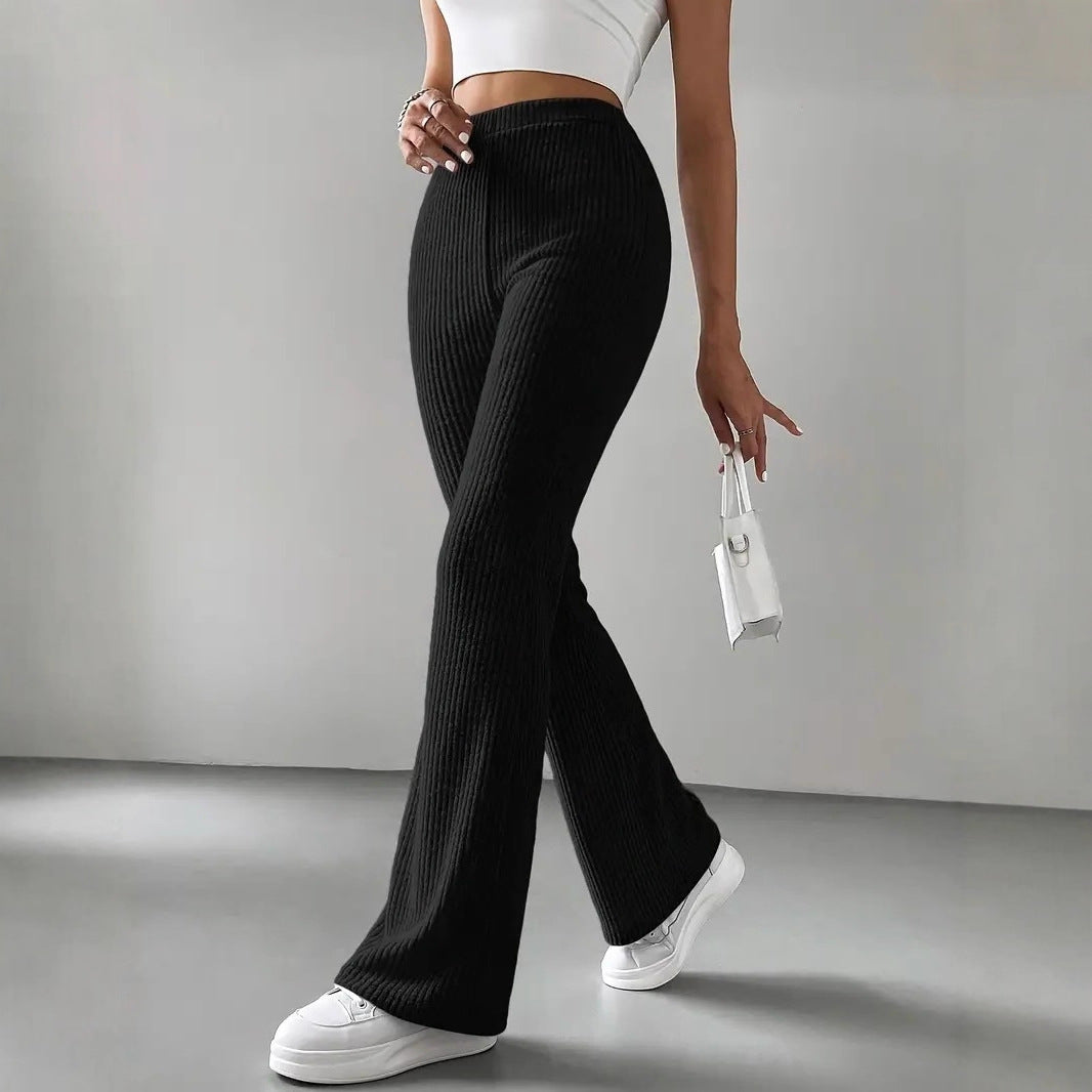 Damen Strickhose mit weitem Bein und Rippstruktur Echo Archiv