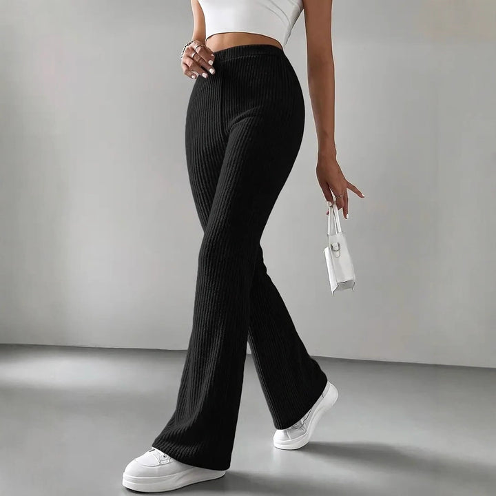 Damen Strickhose mit weitem Bein und Rippstruktur Echo Archiv