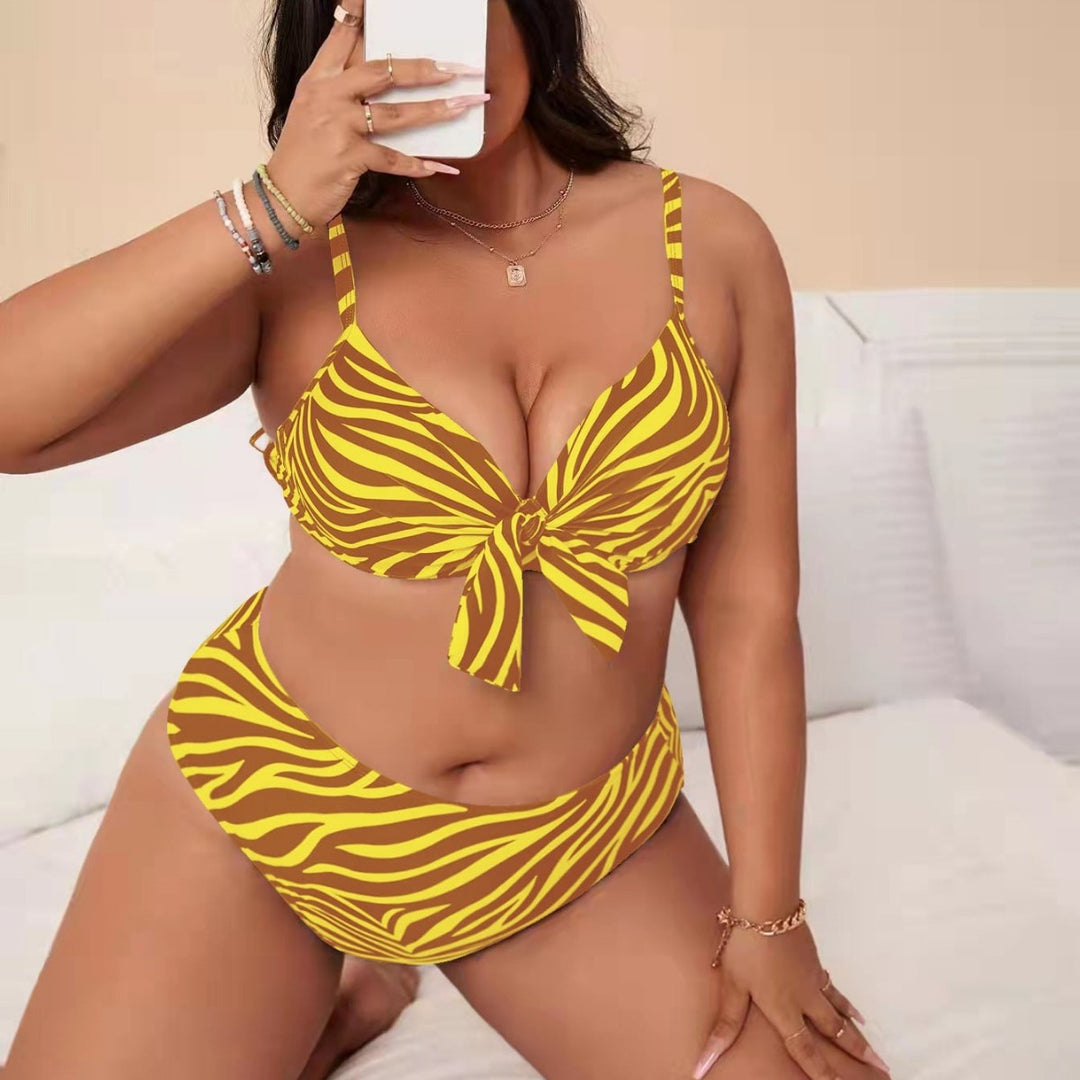 Damen Bikini-Set mit modischem Zebra-Muster und verstellbarem Knoten Echo Archiv