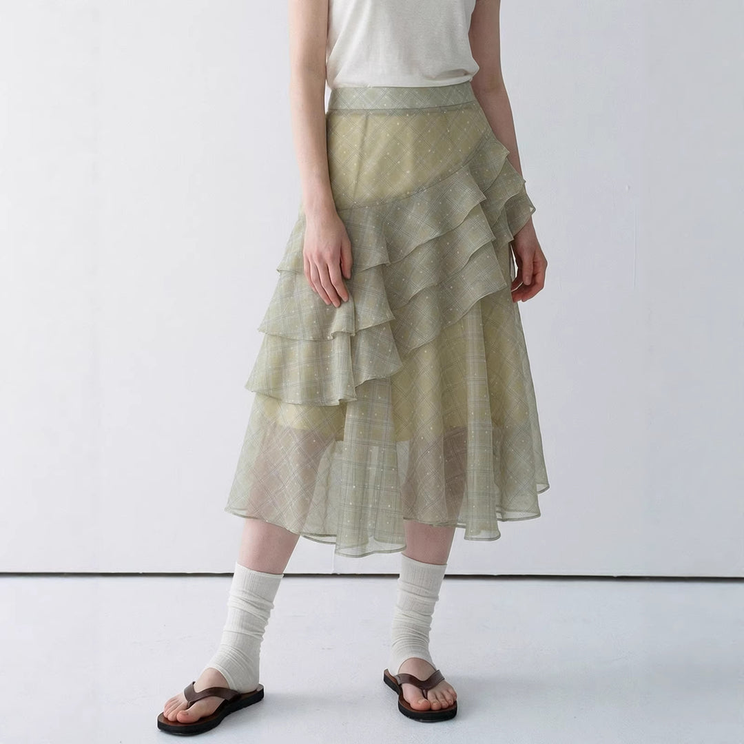 Damen Langer, Plissierter Rock mit Rüschen Echo Archiv