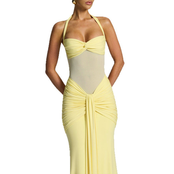 Damen nan figurbetontes Neckholder-Abendkleid mit transparentem Mesh-Einsatz und geraffter Hüftpartie Echo Archiv