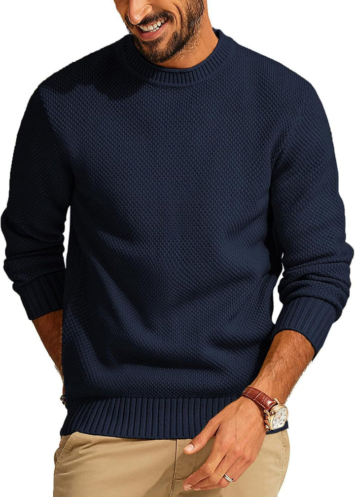 Herren Waffelstrick-Pullover mit Rundhalsausschnitt Echo Archiv